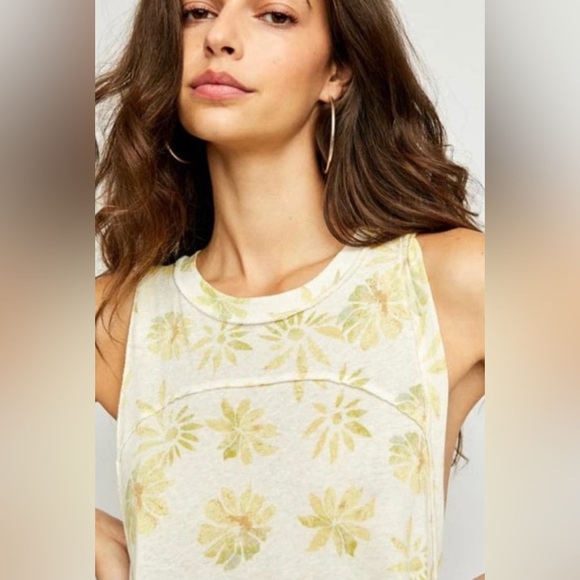 Free People Madison Print Sleeveless Tank Cotton Longline Tunic Dress - Picture 2 of 5